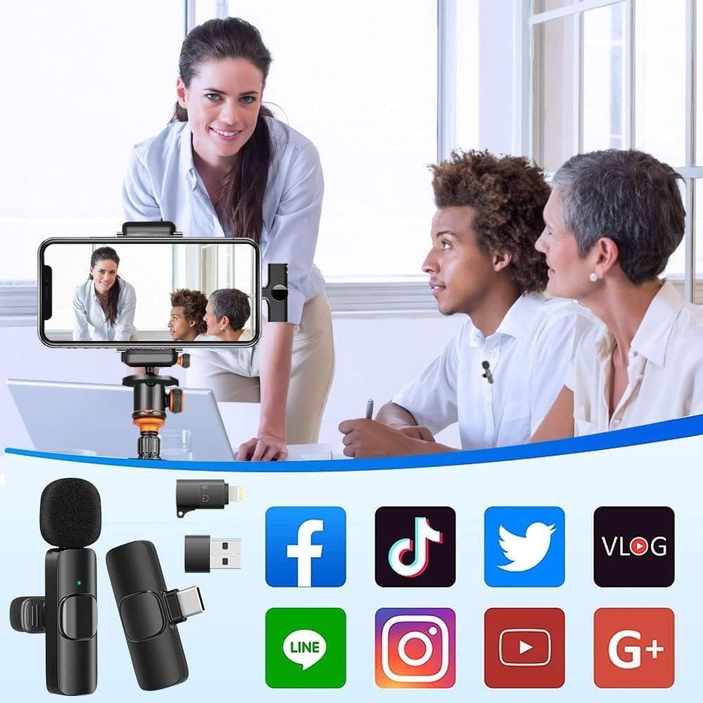 Micrófono de solapa inalámbrico para móvil (iPhone o USB-C)