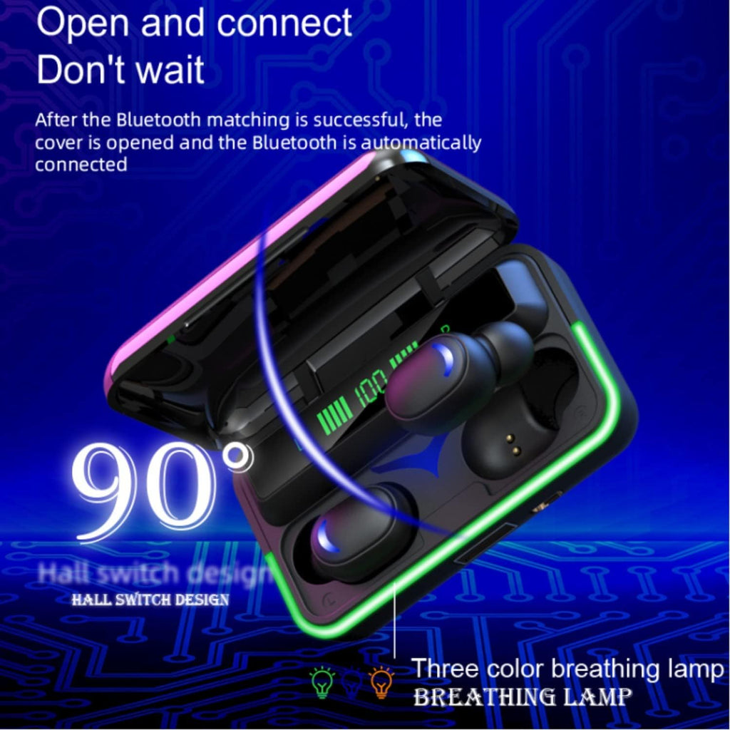 Auriculares Bluetooth 5.3 con estuche de carga y pantalla LED (IPX7)