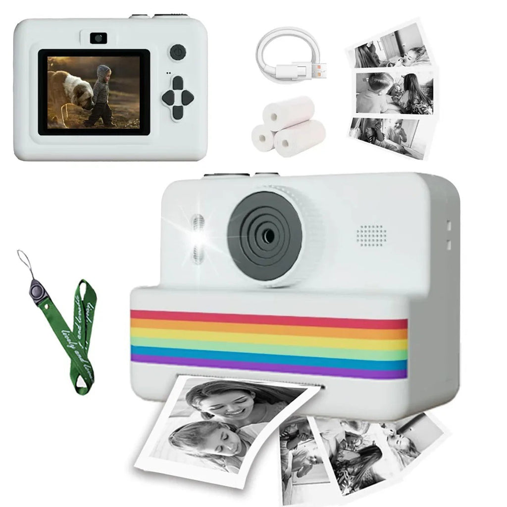 Cámara instantánea para niños con impresora, cable y rollos de papel