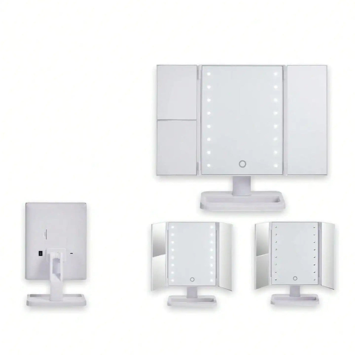Espejo de maquillaje LED plegable