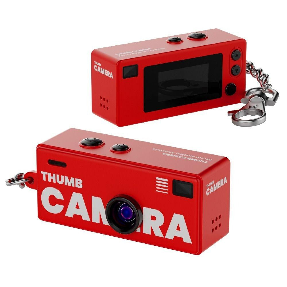 Mini cámara retro con forma de llavero roja