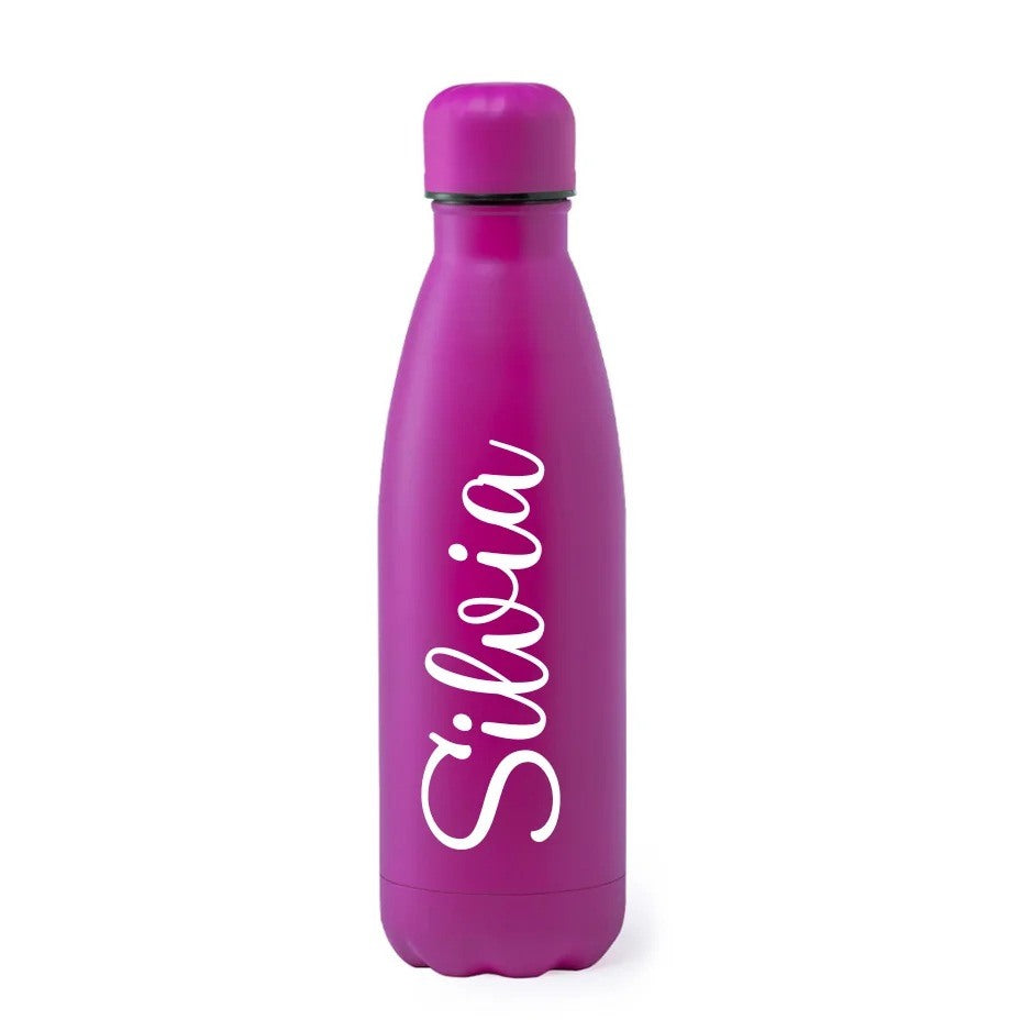 Botella de acero inoxidable de 790 ml personalizada con nombre - Fucsia