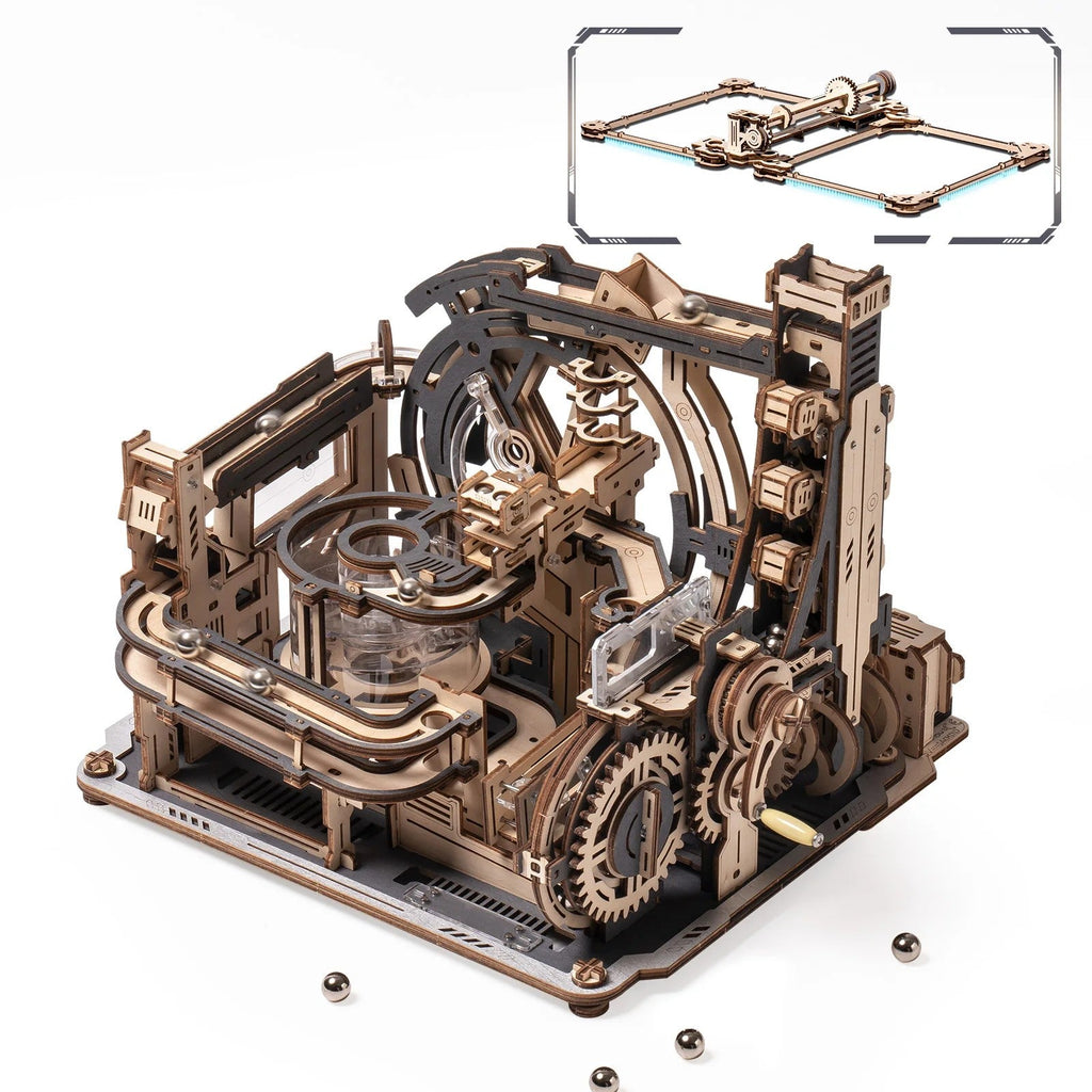 Circuito de canicas 3D de madera para montar