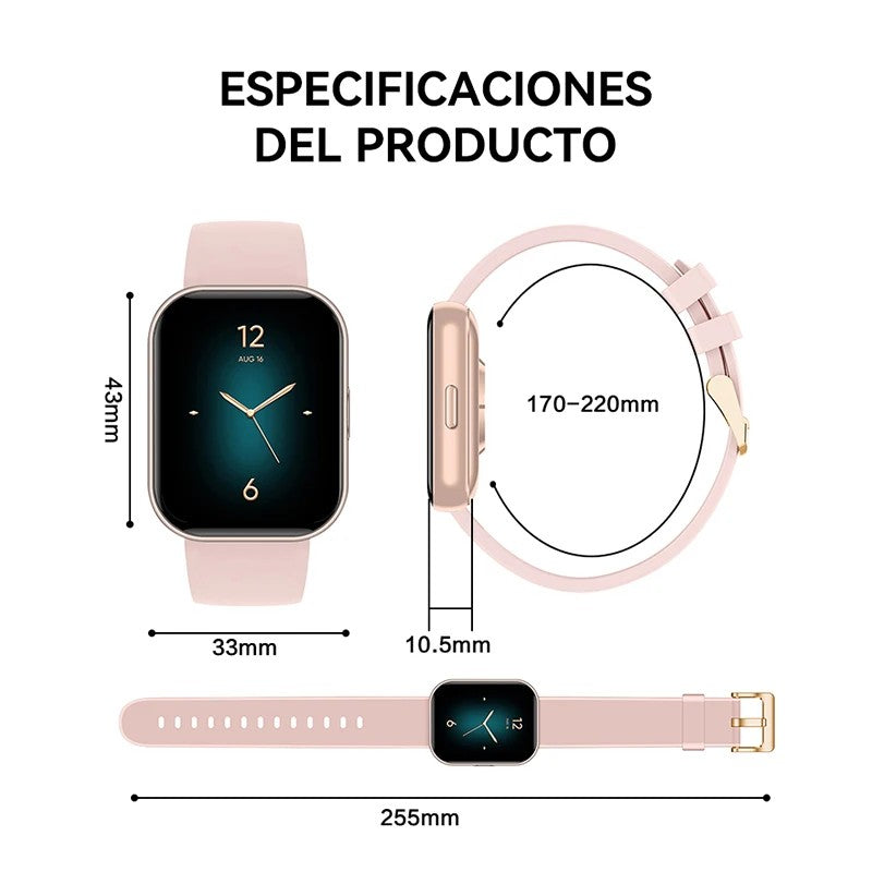 Reloj inteligente con asistente de voz y llamadas Bluetooth