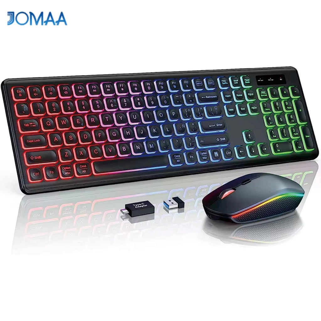 Combo de teclado y ratón inalámbricos con retroiluminación RGB