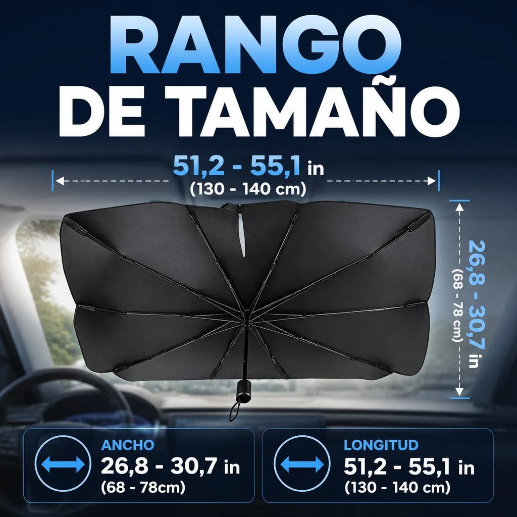 Parasol plegable tipo paraguas para el parabrisas