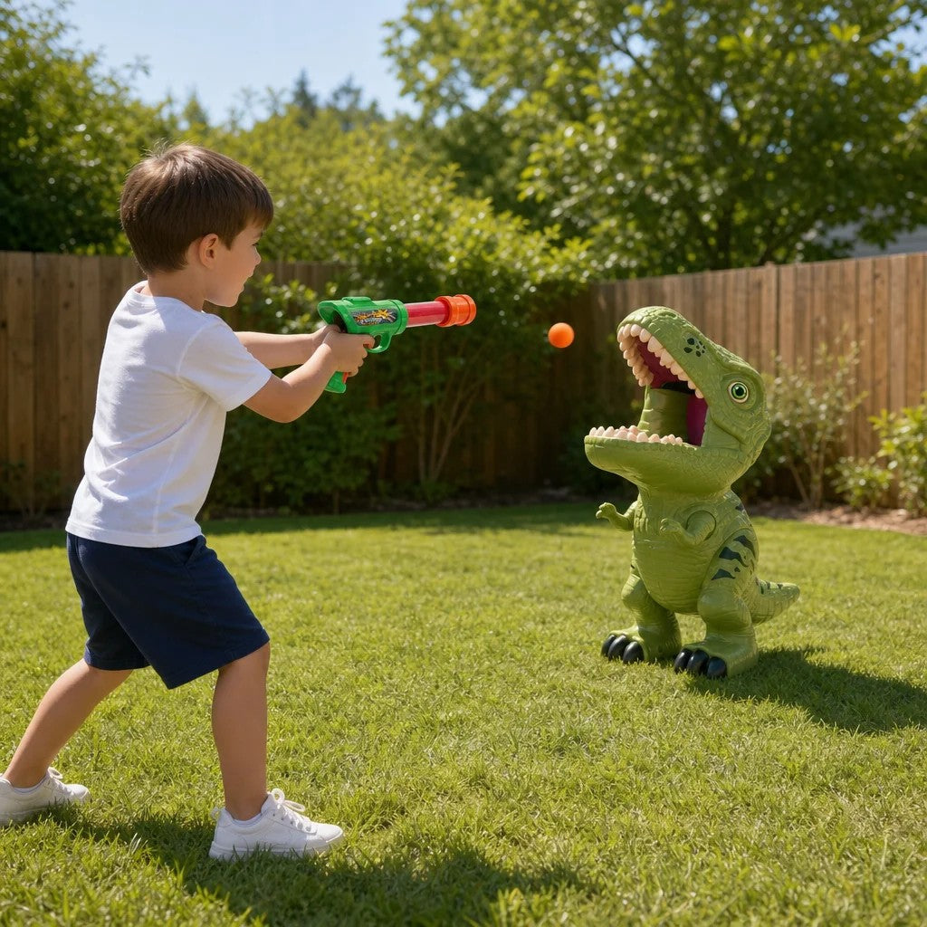 Juego de tiro al dinosaurio con pistola de aire