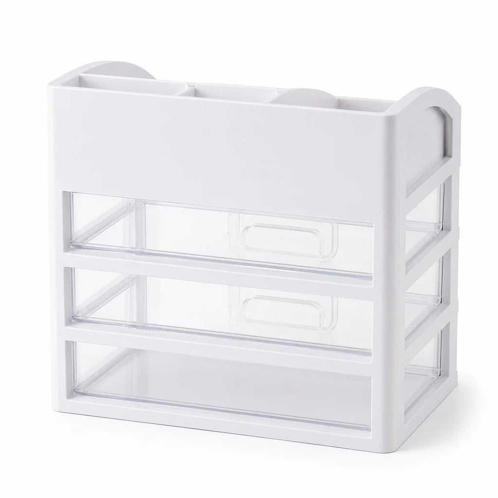 Organizador de maquillaje con 3 cajones transparentes