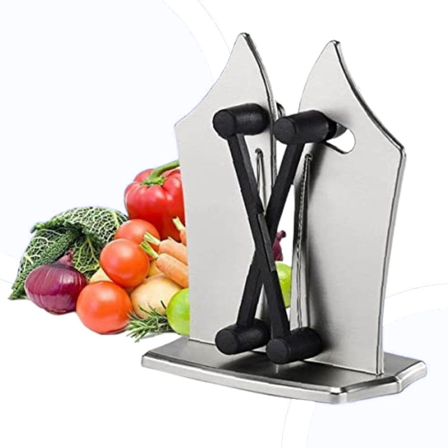 Afilador de cuchillos y tijeras con verduras