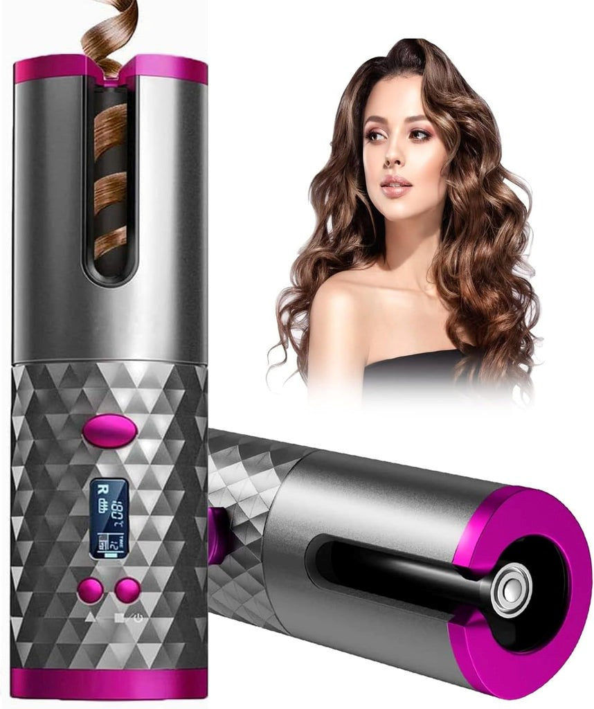 Rizador de pelo automático inalámbrico con cerámica, USB